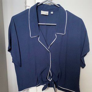 Aritzia Cropped Front Tie Blouse